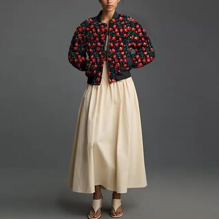 Foto 5 | Foto 5 | Chaqueta Tipo Bomber Shiyifa Bordada Con Margaritas Para Mujer Color Negro Y Rojo - Venta Internacional.