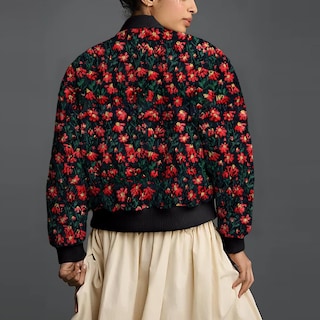 Foto 7 | Foto 7 | Chaqueta Tipo Bomber Shiyifa Bordada Con Margaritas Para Mujer Color Negro Y Rojo - Venta Internacional.