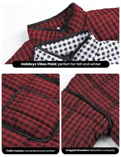 Foto 2 | Foto 2 | Chaqueta Omoone Para Mujer Acolchada Corta Acolchada Rojo/negro-xs - Venta Internacional.