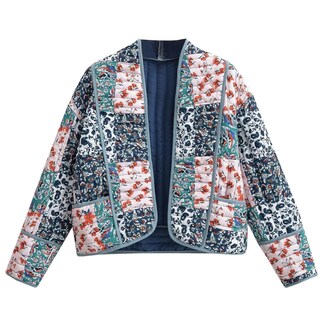 Foto 1 | Foto 1 | Chaqueta Wyeysyt Acolchada Acolchada Con Estampado Floral Para Mujer Azul - Venta Internacional.