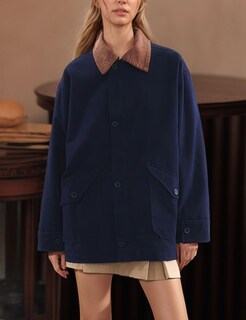 Foto 3 | Foto 3 | Chaqueta Bqdcqb De Lona Con Botones De Granero De Gran Tamaño Para Mujer Pana - Venta Internacional.