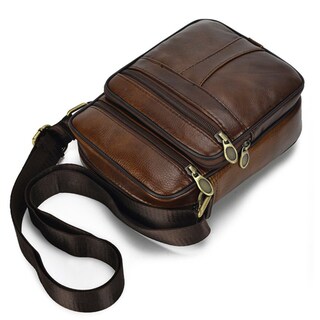 Foto 1 | Foto 1 | Paquete Casual Para Hombre Bandolera Ancha De Piel Auténtica Con Cremallera - Venta Internacional.