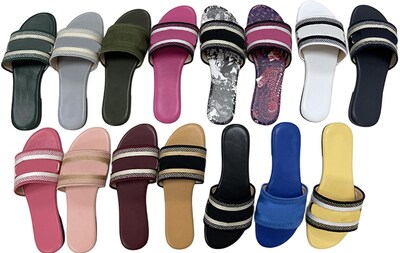 Foto 5 | Foto 5 | Sandalias Kunsecsh Para Mujer Con Banda Bordada Punta Abierta Plana Gris - Venta Internacional.