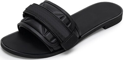 Foto 1 | Foto 1 | Sandalias Planas Rvpzluij De Piel Negra Para Mujer Talla 40 - Venta Internacional.
