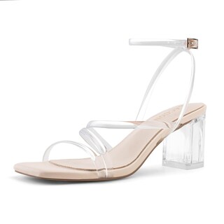 Foto 1 | Foto 1 | Sandalias De Tacón Lacuone Con Tacón Ancho Para Mujer Transparentes - Venta Internacional.