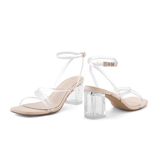 Foto 3 | Foto 3 | Sandalias De Tacón Lacuone Con Tacón Ancho Para Mujer Transparentes - Venta Internacional.
