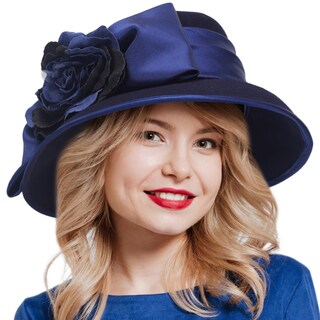 Foto 1 | Foto 1 | Gorro Forbusite Para Mujer Vestido De Fieltro De Lana Fiesta Otoño-invierno Azul Marino - Venta Internacional.