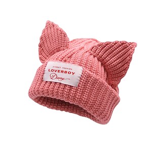 Foto 1 | Foto 1 | Gorro De Punto Vptmrp Con Orejas De Gato Gorro De Lana Tejida (rosa) - Venta Internacional.