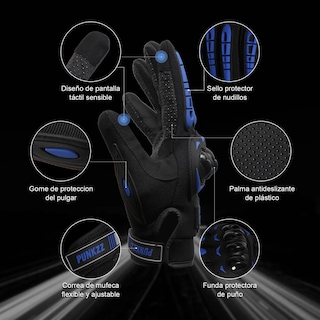 Foto 3 | Foto 3 | Guantes Proteccion Pantalla Táctil Lab.g De Dedo Para Motocicleta Azul M