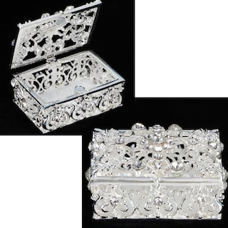 Foto 3 | Foto 3 | Joyero Sevenbees Cuadrado Plateado Con Diamantes De Imitación Para Mujer - Venta Internacional.