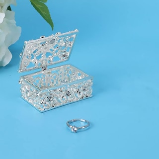 Foto 6 | Foto 6 | Joyero Sevenbees Cuadrado Plateado Con Diamantes De Imitación Para Mujer - Venta Internacional.