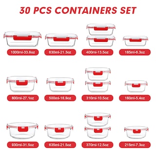 Foto 2 | Foto 2 | Juego De Recipientes De Vidrio Para Preparación De Comidas Verones 30 Piezas Color Rojo - Venta Internacional.