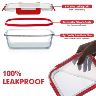 Foto 4 | Foto 4 | Juego De Recipientes De Vidrio Para Preparación De Comidas Verones 30 Piezas Color Rojo - Venta Internacional.