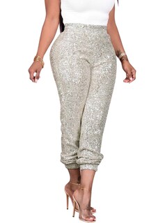 Foto 1 | Foto 1 | Pantalones Itnpbwus Con Lentejuelas Brillantes Para Mujer Plateados Talla S-xxl - Venta Internacional.