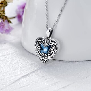 Foto 2 | Foto 2 | Collar Soulmeet Con Medallón De Mariposa De Cristal Azul En Forma De Corazón - Venta Internacional.