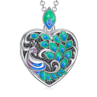 Foto 1 | Foto 1 | Collar Soulmeet Con Medallón En Forma De Corazón Y Pavo Real En Plata De Ley - Venta Internacional.