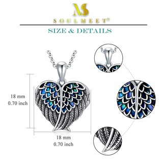 Foto 5 | Foto 5 | Collar Soulmeet De Plata De Ley Con Medallón En Forma De Corazón Y Alas De Ángel - Venta Internacional.