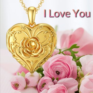 Foto 6 | Foto 6 | Collar Soulmeet Medallón De Plata Chapado En Oro De 18 Quilates Con Forma De Corazón Rosa - Venta Internacional.