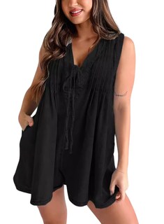 Foto 1 | Foto 1 | Romper Yoeasy Vaquero Sin Mangas Con Cuello En V Y Bolsillo Para Mujer - Venta Internacional.