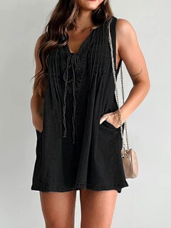 Foto 2 | Foto 2 | Romper Yoeasy Vaquero Sin Mangas Con Cuello En V Y Bolsillo Para Mujer - Venta Internacional.