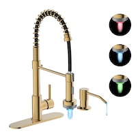 Grifo De Cocina Casavilla Led Dorado Cepillado Con Dispensador De Jabón - Venta Internacional.