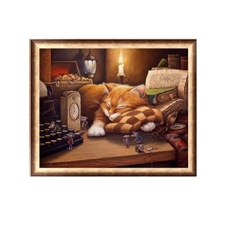 Foto 1 | Foto 1 | Kit De Pintura Diy Display Con Números De Gato Durmiendo 40 X 50 Cm - Venta Internacional.