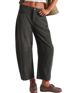 Foto 1 | Foto 1 | Pantalones Vaqueros Corduroy Barrel Liviefent Para Mujer Talle Medio Grises - Venta Internacional.