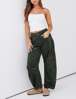Foto 5 | Foto 5 | Pantalones De Pana Seekme Barrel De Cintura Elástica De Cintura Media Para Mujer - Venta Internacional.