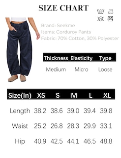 Foto 6 | Foto 6 | Pantalones De Pana Seekme Barrel De Cintura Elástica De Cintura Media Para Mujer - Venta Internacional.