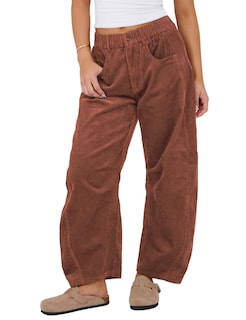 Foto 1 | Foto 1 | Pantalones De Pana Seekme Barrel De Cintura Elástica De Cintura Media Para Mujer - Venta Internacional.