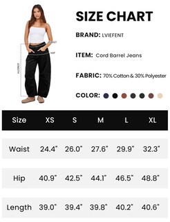 Foto 5 | Foto 5 | Pantalones Vaqueros Corduroy Barrel Liviefent Para Mujer Color Negro Talla L - Venta Internacional.