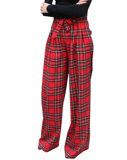 Foto 1 | Foto 1 | Pantalones Palazzo Lifeshe Para Mujer Tartán Estampado A Cuadros Color Rojo - Venta Internacional.