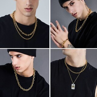 Foto 2 | Foto 2 | Collar Chainshouse Gold Cable Link 12 Mm Para Hombre 71 Cm - Venta Internacional.