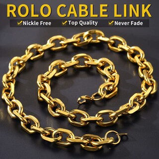 Foto 3 | Foto 3 | Collar Chainshouse Gold Cable Link 12 Mm Para Hombre 71 Cm - Venta Internacional.