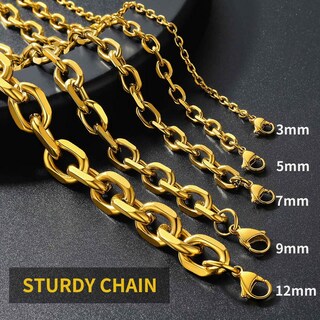 Foto 4 | Foto 4 | Collar Chainshouse Gold Cable Link 12 Mm Para Hombre 71 Cm - Venta Internacional.