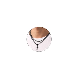 Foto 1 | Foto 1 | Collar Zocomi Cross Para Hombre De Acero Inoxidable Con Capas Negras - Venta Internacional.