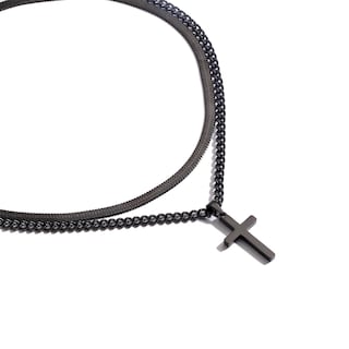 Foto 4 | Foto 4 | Collar Zocomi Cross Para Hombre De Acero Inoxidable Con Capas Negras - Venta Internacional.