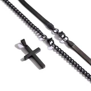 Foto 5 | Foto 5 | Collar Zocomi Cross Para Hombre De Acero Inoxidable Con Capas Negras - Venta Internacional.