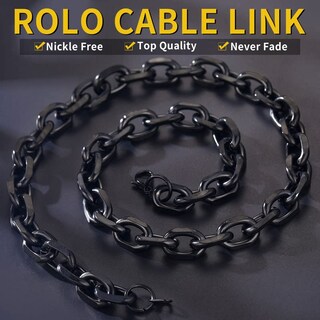 Foto 3 | Foto 3 | Collar Cadena Y Casa Cable En Rollo Acero Inoxidable 12 Mm Color Negro 71 Cm - Venta Internacional.