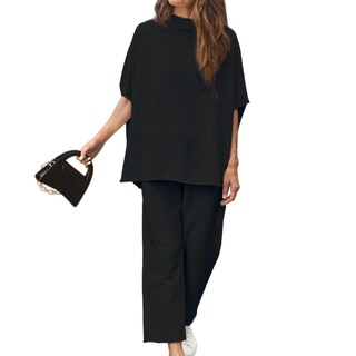 Foto 1 | Foto 1 | Conjunto De Atuendo Seeluna Para Mujer Con Mangas 3/4 En Forma De Ala De Murciélago Color Negro Talla M - Venta Internacional.
