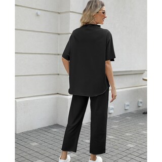 Foto 2 | Foto 2 | Conjunto De Atuendo Seeluna Para Mujer Con Mangas 3/4 En Forma De Ala De Murciélago Color Negro Talla M - Venta Internacional.