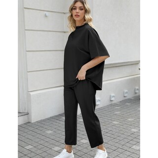 Foto 4 | Foto 4 | Conjunto De Atuendo Seeluna Para Mujer Con Mangas 3/4 En Forma De Ala De Murciélago Color Negro Talla M - Venta Internacional.