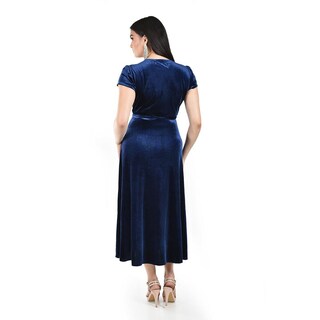 Foto 3 | Foto 3 | Vestido Envolvente De Terciopelo Roman Fashion /juvenil 3836 (azul Marino) Azul Marino