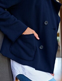 Foto 6 | Foto 6 | Pea Coat Malajisi Para Mujer Con Solapa Corta Con Muescas Azul Marino Talla Xl - Venta Internacional.