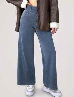 Foto 4 | Foto 4 | Jeans Simple Flavor Para Mujer Pierna Ancha Cintura Alta Azul Xl - Venta Internacional.