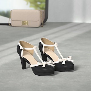 Foto 2 | Foto 2 | Zapatos Foremode Bow Mary Jane De Tacón Alto De Cuero Negro - Venta Internacional.