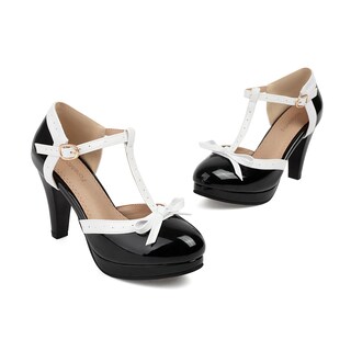 Foto 3 | Foto 3 | Zapatos Foremode Bow Mary Jane De Tacón Alto De Cuero Negro - Venta Internacional.