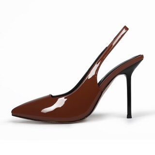Foto 2 | Foto 2 | Zapatos Wetviro Para Mujer Punta Puntiaguda Tacones Destalonados Cuero Marrón - Venta Internacional.