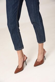 Foto 5 | Foto 5 | Zapatos Wetviro Para Mujer Punta Puntiaguda Tacones Destalonados Cuero Marrón - Venta Internacional.