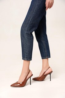 Foto 6 | Foto 6 | Zapatos Wetviro Para Mujer Punta Puntiaguda Tacones Destalonados Cuero Marrón - Venta Internacional.